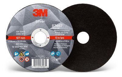 3M - 87467 Silver Cut-Off Wheel T1 5 Inch X .045 Inch X 7/8 Inch (7100139236)