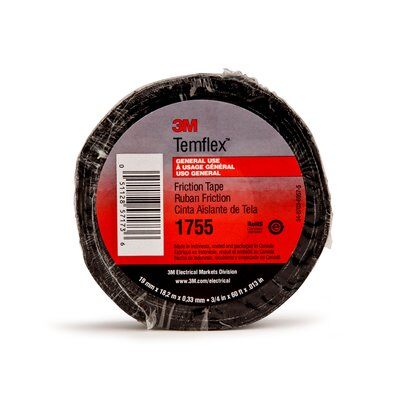 3M - 57267 Temflex Cotton Friction Tape 1755 2 Inch X 60 Foot Black (7100016886)