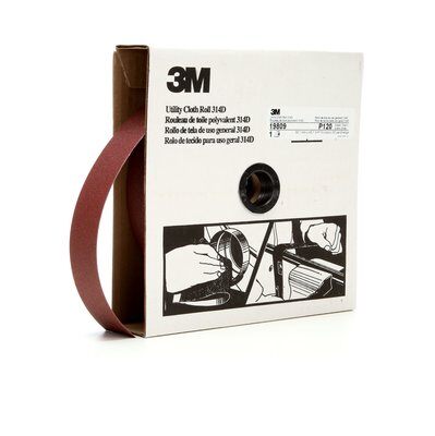 3M - 19809 Utility Cloth Roll 314D 1-1/2 Inch X 50 Yard P120 J-Weight (7000118529)