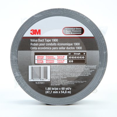 3M - 97841 Value Duct Tape 1900 Silver 1.88 Inch X 60 Yard 5.8 Mil Individually Wrapped (7010375734)