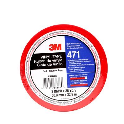 3M - 68866 Vinyl Tape 471 Red 2 Inch X 36 Yard 5.2 Mil Individually Wrapped (7100044655)