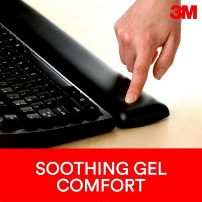 3M - 98096 Gel Wrist Rest Wr309Le With Antimicrobial Product Protect 25 Percent Recycled Content Leatherette Black 2.75 X 18.0 X 0.75 Inch (7000122510)