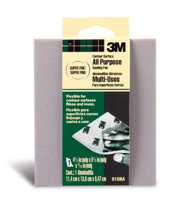 3M - 10629 Contour Surface Sanding Sponge 916Dcna 4.5 Inch X 5.5 Inch X .1875 Inch Super Fine (7000126141)