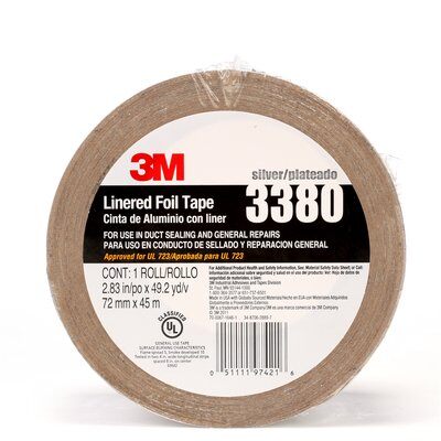 3M - 97421 Aluminum Foil Tape 3380 Silver 72 Mm X 45 M 3.25 Mil (7010375681)