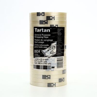 3M - 86518 Tartan Filament Tape 8934 Clear 12 Mm X 55 M 4 Mil (7100009809)