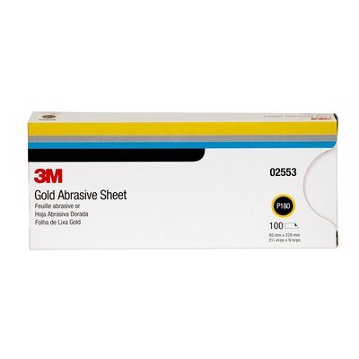 3M - 02553 Gold Abrasive Sheet 02553 P180 Grade 3 2/3 Inch X 9 Inch (7010325645)