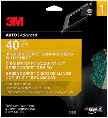 3M - 31550 Green Corps Sanding Disc With Stikit Attachment 31550 8 Inch 40 Grit (7000120023)