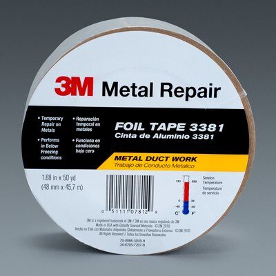 3M - 07812 Aluminum Foil Tape 3381 Silver 1.88 Inch X 50 Yard 2.8 Mil (7100141702)