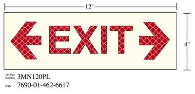 3M - 38848 Photoluminescent Film 6900 Shipboard Sign 3Mn120Pl 12 Inch X 4 Inch Exit With Double Arrow (7010296997)