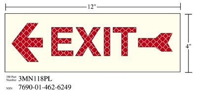 3M - 38843 Photoluminescent Film 6900 Shipboard Sign 3Mn115Pl 24 Inch X 8 Inch Exit With Left Arrow (7010343542)