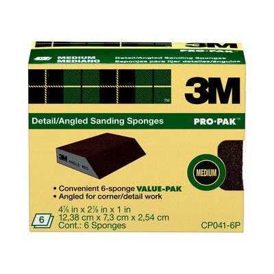 3M - 03140 Sanding Angled Sponge Cp041-6P 2-7/8 Inch X 4 7/8 Inch X 1 Inch Medium (7100101537)