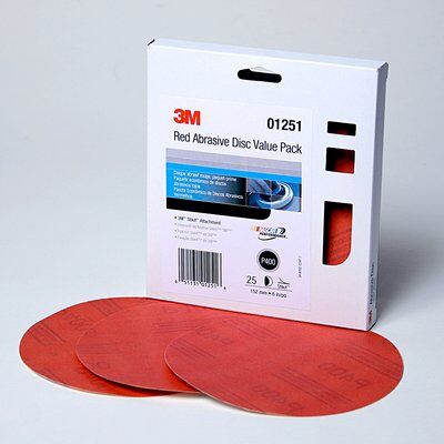 3M - 01251 Red Abrasive Stikit Disc Value Pack 01251 6 Inch P400 Grade (7010327777)