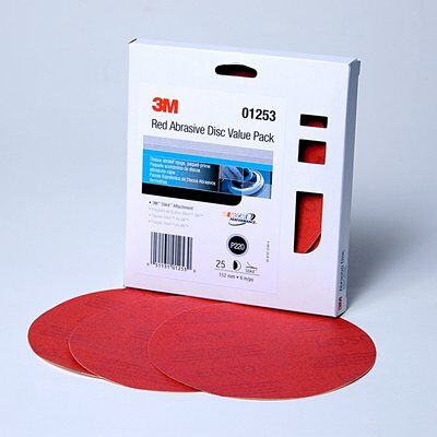 3M - 01253 Red Abrasive Stikit Disc Value Pack 01253 6 Inch P220 Grade (7010308767)