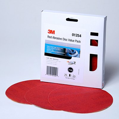 3M - 01254 Red Abrasive Stikit Disc Value Pack 01254 6 Inch P180 Grade (7010362822)