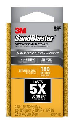 3M - 11517 Sandblaster Advanced Sanding Sponge 20907-180 180 Grit 3-3/4 Inch X 2 1/2 X 1 Inch (7000047851)