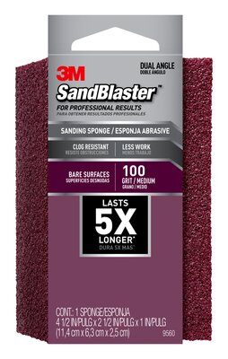 3M - 11967 Sandblaster Edge Detailing Sanding Sponge 9560 100 Grit 4-1/2 Inch X 2 1/2 X 1 Inch (7000047830)