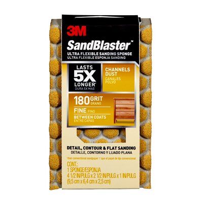 3M - 39370 Sandblaster Dust Channeling Sanding Sponge 20907-180-Ufs 180 Grit 4-1/2 Inch X 2 1/2 X 1 Inch (7100074382)
