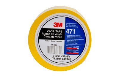 3M - 31846 Vinyl Tape 471 Yellow 1 Inch X 36 Yard 5.2 Mil Heat Treated Individually Wrapped (7010343512)