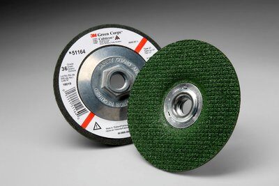 3M - 51164 Green Corps Flexible Grinding Wheel T27 4-1/2 Inch X 1/8 Inch X 5/8-11 Internal 36 (7000118597)
