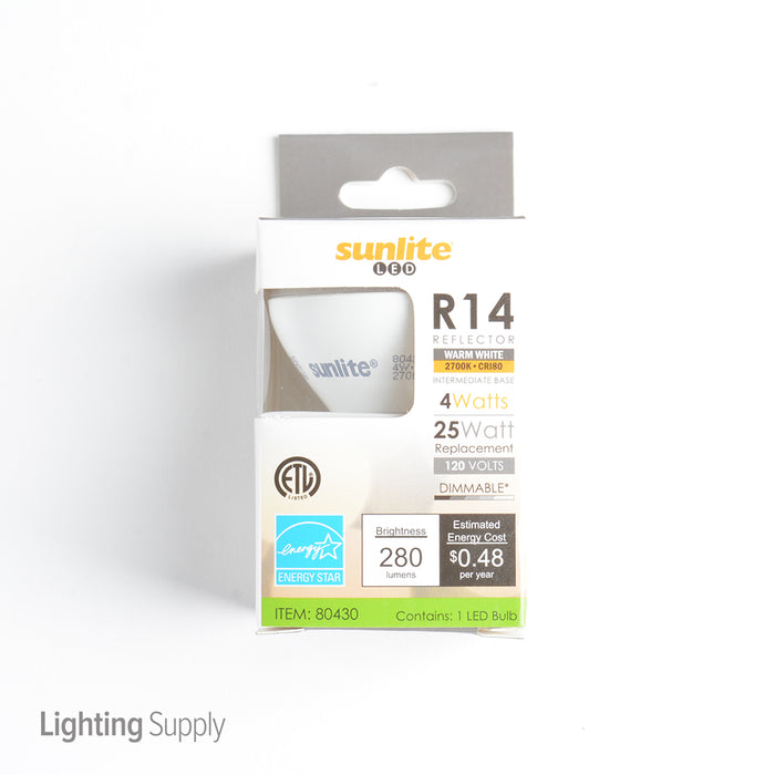 Sunlite 4W LED R14 E17 Intermediate Base 2700K Dimmable (40456-SU)