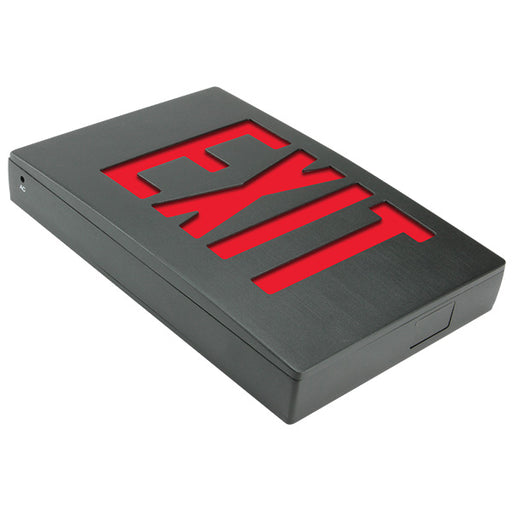 Exitronix Die-Cast Exit Sign Red Universal-Face 120/120 Two Circuit Input Black Housing Black Face (400U-2CI1-BB)