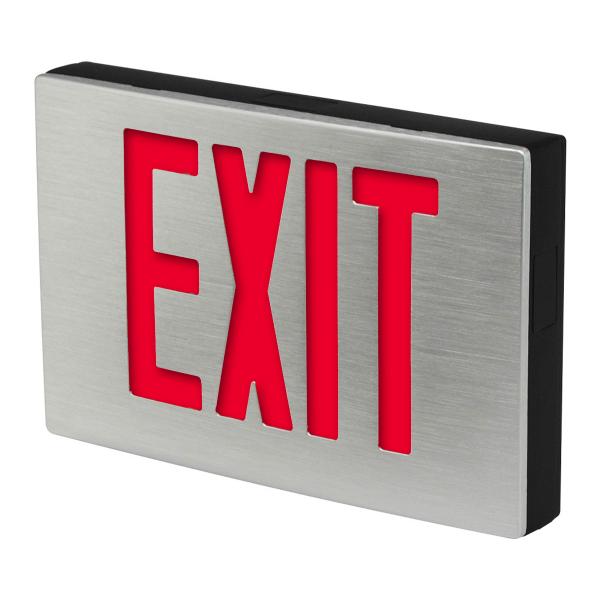 Exitronix Die-Cast Exit Sign Green Single-Face NiCad Battery Brushed Aluminum Housing Brushed Aluminum Face 220-240Vac 50Hz Input Tamper Resistant Hardware (G402EX-WB-BA-220V-TRH)