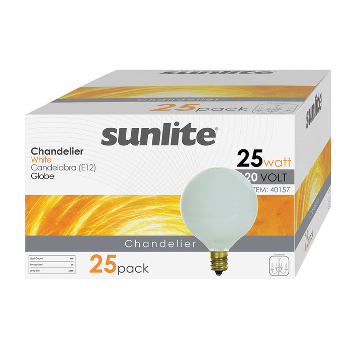 Sunlite Incandescent G16.5 Bulb 25W 140Lm 2600K 130V E12 Base (40157-SU)