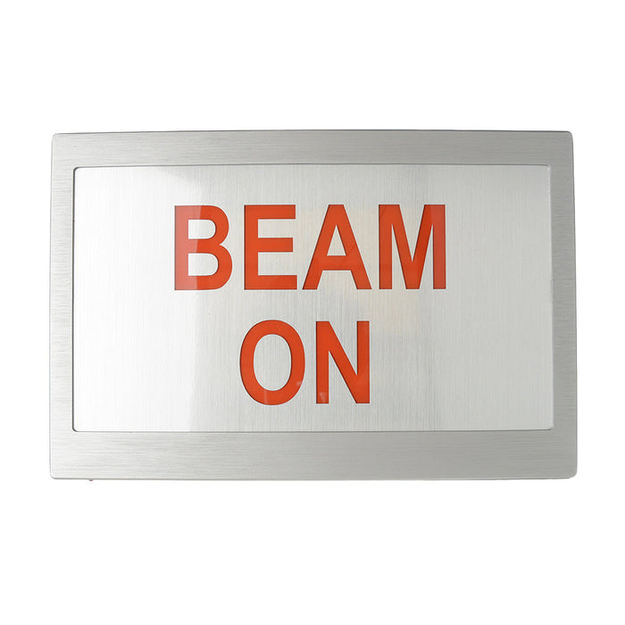 Exitronix Die Cast Sign - Beam On - Red Single Face Less Battery Black With Brushed Aluminum Face (402E-LB-BL-SS91)