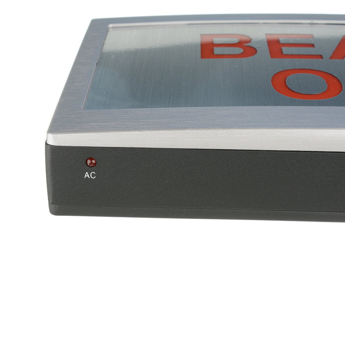 Exitronix Die Cast Sign - Beam On - Red Single Face Less Battery Black With Brushed Aluminum Face (402E-LB-BL-SS91)