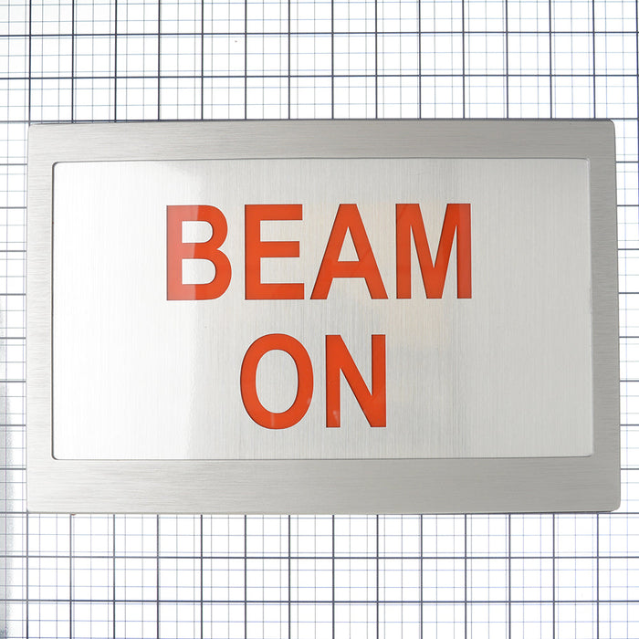 Exitronix Die Cast Sign - Beam On - Red Single Face Less Battery Black With Brushed Aluminum Face (402E-LB-BL-SS91)