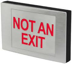 Exitronix Die-Cast Sign - Not An Exit - Red Single-Face NiCad Battery Brushed Aluminum Housing Brushed Aluminum Face (402EX-WB-BA-SS85)