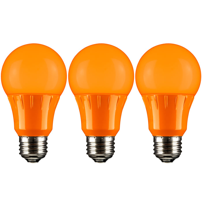 Sunlite LED A19 Bulb 3W 65Lm 120V E26 Base Orange 3-Pack (40452-SU)