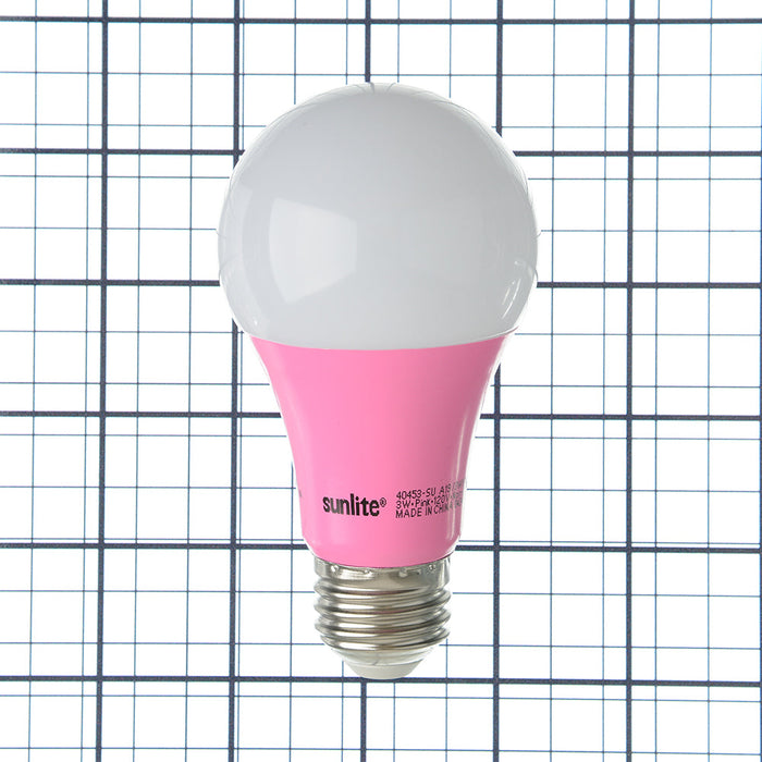 Sunlite A19/3W/P/LED/3PK 3W A19 LED Bulb 140Lm Pink (40453-SU)