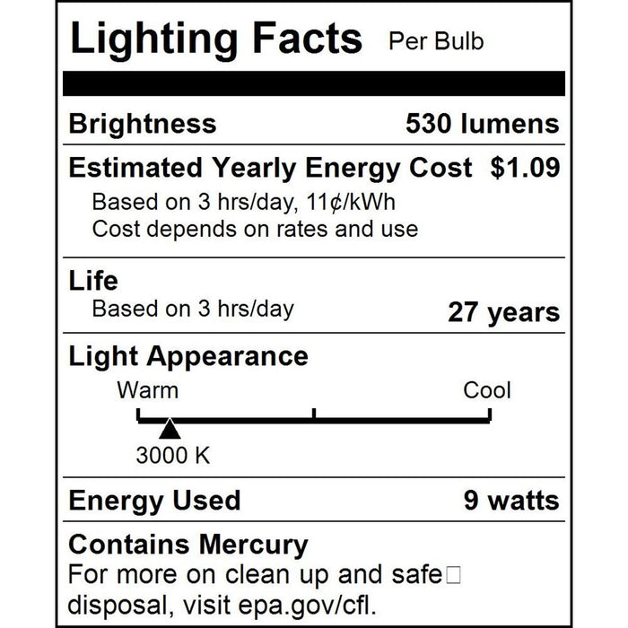 Sunlite Compact Fluorescent PL 2-Pin Bulb 9W 530Lm 3000K G23 Base (40503-SU)