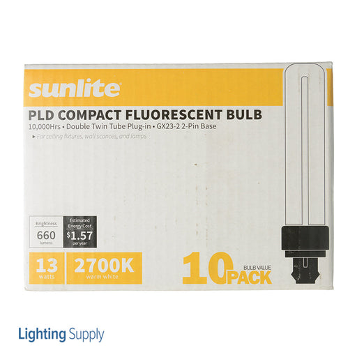 Sunlite Compact Fluorescent PLD 2-Pin Bulb 13W 660Lm 2700K 120V GX23-2 Base (40538-SU)