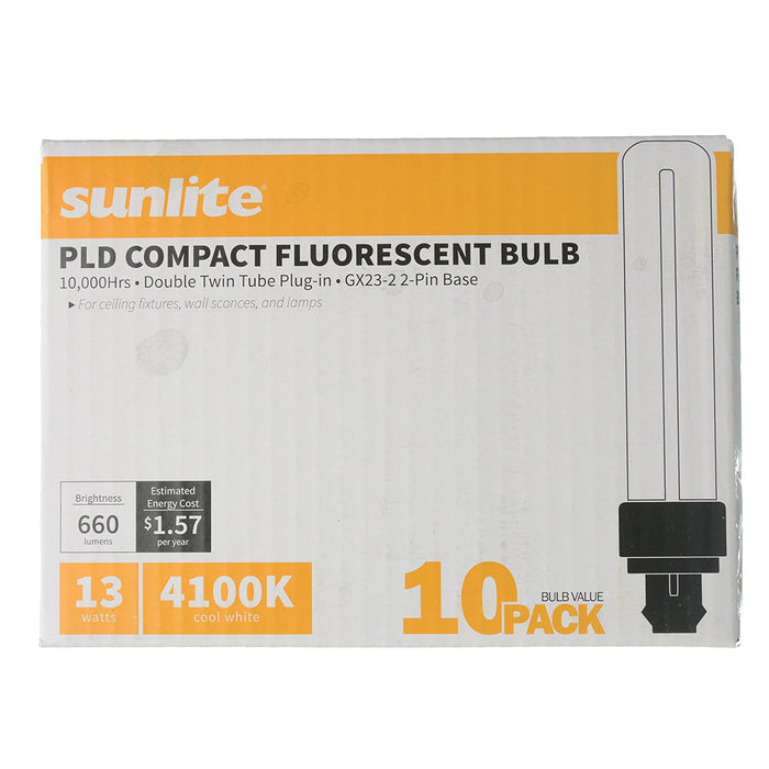 Sunlite Compact Fluorescent PLD 2-Pin Bulb 13W 660Lm 4100K GX23-2 Base (40541-SU)