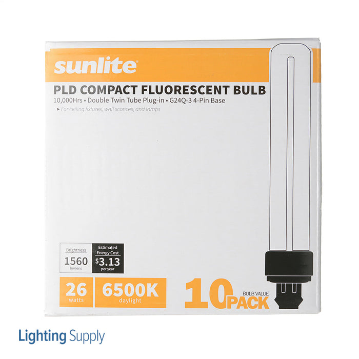 Sunlite Compact Fluorescent PLD 4-Pin Bulb 26W 1560Lm 6500K G24q3 Base (40561-SU)