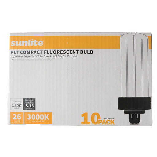 Sunlite Compact Fluorescent PLT 4-Pin Bulb 26W 1800Lm 3000K GX24q3 Base (40577-SU)