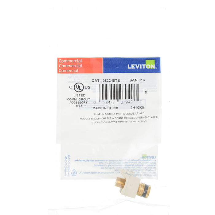 Leviton Binding Post QuickPort Connector Black Stripe Light Almond Housing (40833-BTE)