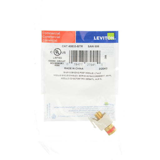 Leviton Binding Post QuickPort Connector Red Stripe Light Almond Housing (40833-BTR)