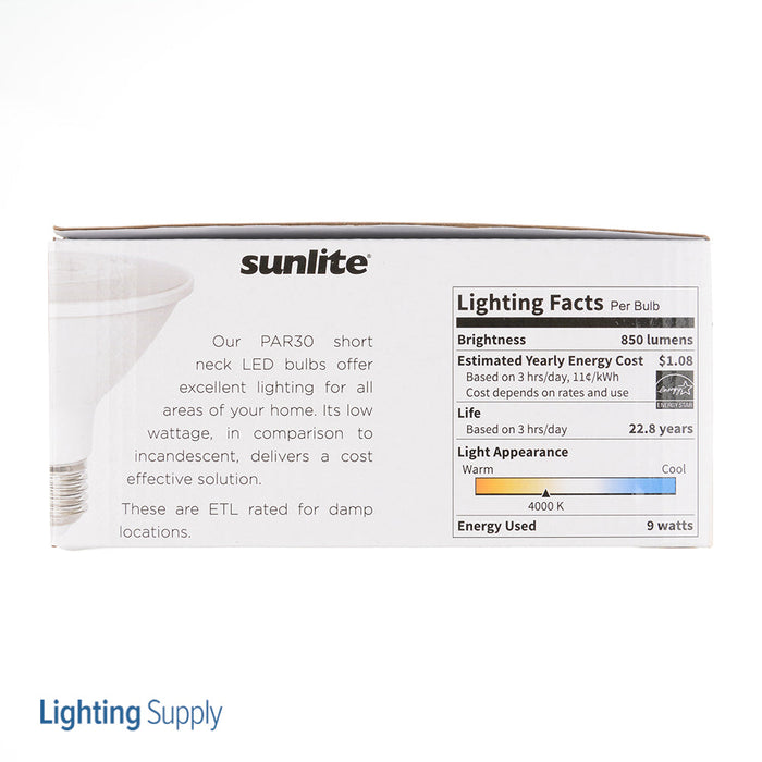 Sunlite PAR30/LED/10W/SHORT/FL35/D/E/40K/6PK 40981 LED PAR30 Short Neck Light Bulb Dimmable Cool White 6 Pack (40981-SU)