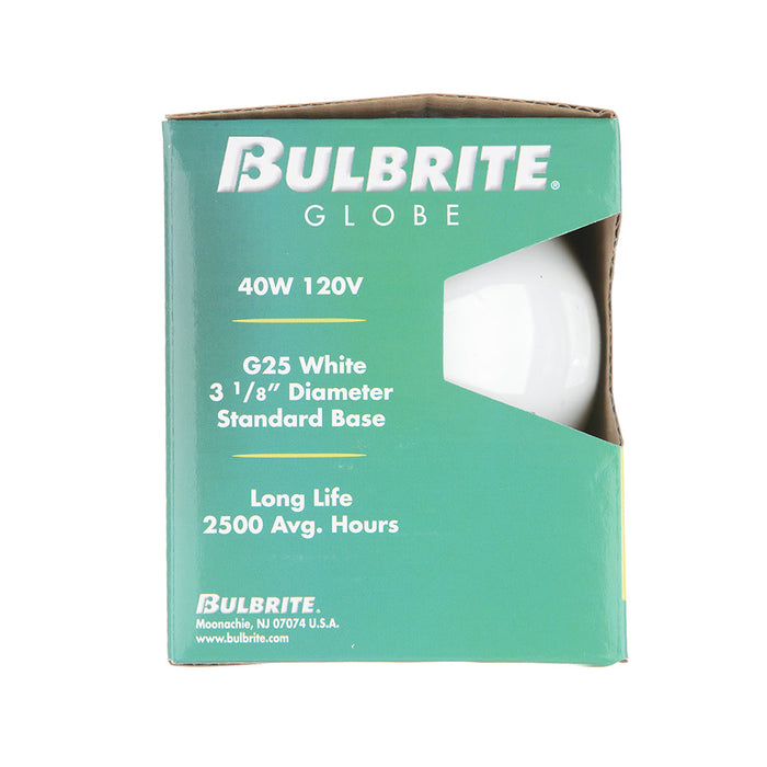Bulbrite 40G25WH2 40W G25 Globe White E26 120V 2700K (393004)