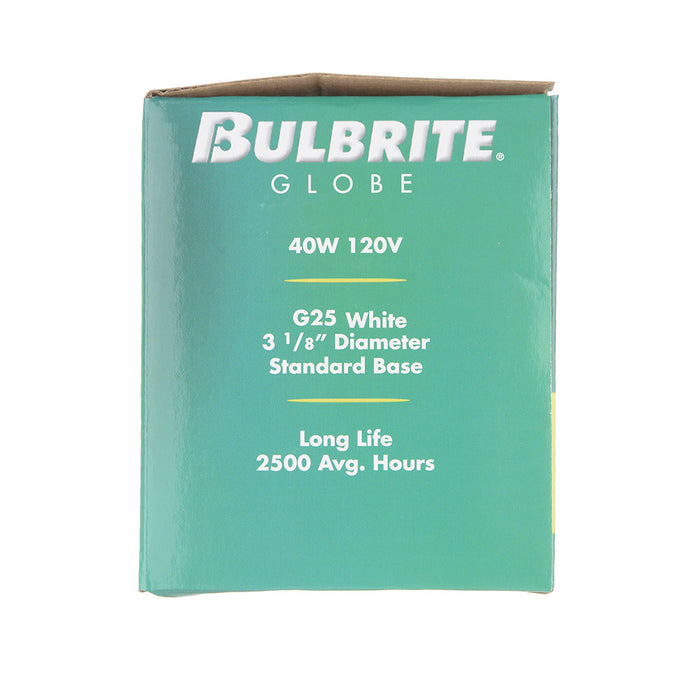 Bulbrite 40G25WH2 40W G25 Globe White E26 120V 2700K (393004)