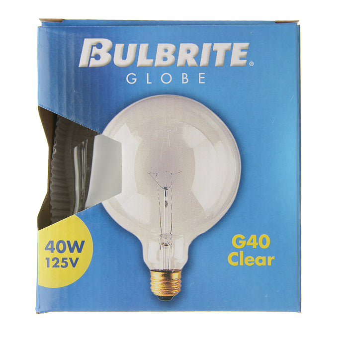 Bulbrite 40G40CL 40W G40 Globe Clear E26 125V 2700K (351040)