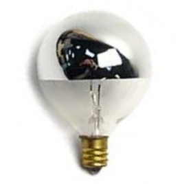 Standard 40W G16 Incandescent 120V Candelabra E12 Base Clear Silver Bowl Globe Bulb (40G16/SB/CL/120)