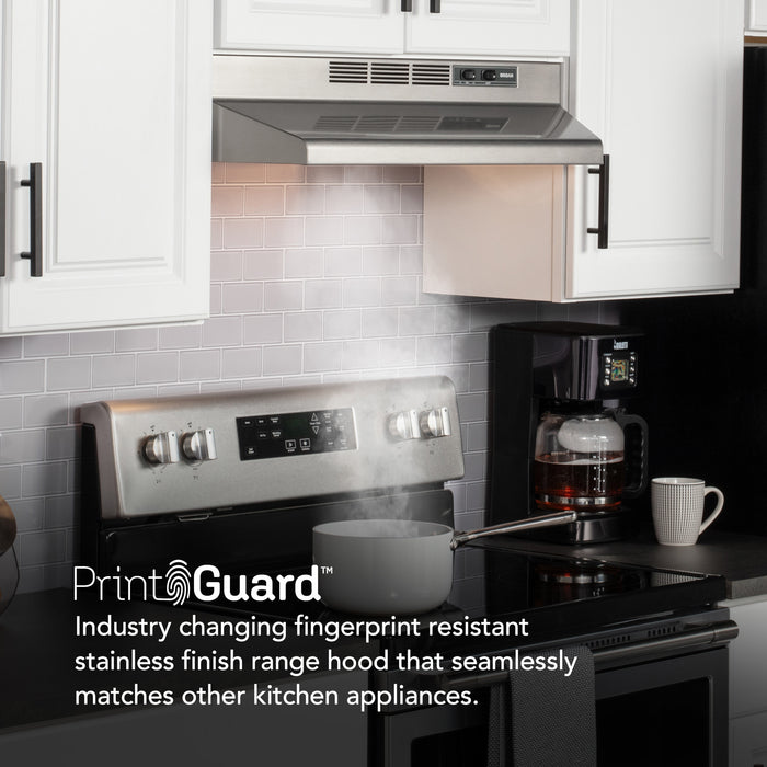 Broan-NuTone 24 Inch Convertible Under-Cabinet Range Hood 230 Maximum Blower CFM Stainless Finish (F4024SF)