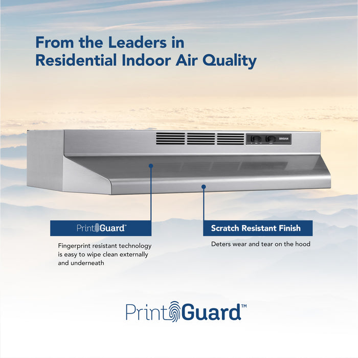 Broan-NuTone 24 Inch Convertible Under-Cabinet Range Hood 230 Maximum Blower CFM Stainless Finish (F4024SF)