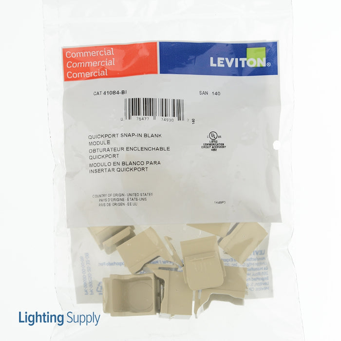 Leviton Blank QuickPort Insert Ivory Blank QuickPort Inserts Are Designed To Secure Unused QuickPort Openings Ivory Pack Of 10(41084-BI)