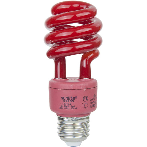 Standard 13W Spiral Compact Fluorescent 120V Medium E26 Base Red Bulb (SM13/RED)