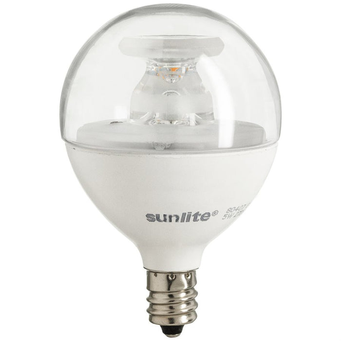 Sunlite G16.5/LED/5W/CL/40K/6PK 5W LED G16.5 Globe Light Bulb Candelabra E12 Base 4000K Clear 120V Dimmable 6 Pack (41885-SU)